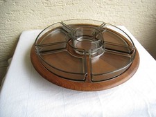 DIGSMED Servierkarussell Kabarett Teakholz mit 6 Schalen Antipasti Horsd'œuvre