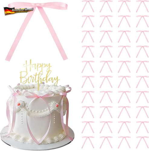 Tortendeko schleifen rosa set - schleifen,