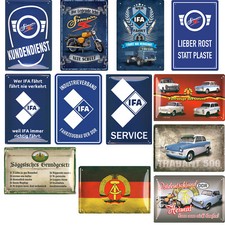 Werkstatt Blechschild 20x30cm Trabi Trabant Simson IFA Moped Motorrad Handwerker