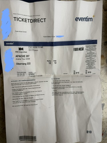 Tickets für apache 207 - 2x,