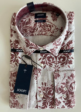 Joop Hemd weiß weinrot Baumwollmischung slim fit Gr. 41 ( 16 )
