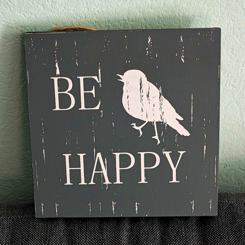 Holzschild be happy - b.p.c.,