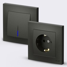 Steckdosen Lichtschalter Ausschalter Wechselschalter Dimmer VEGA Anthrazit