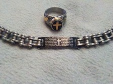 JESUS CHRISTUS +vater unser + betende Hände  Ring+Armband