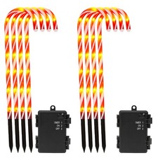 4/8er Set LED Zuckerstangen Gartenstecker Weihnachtsdeko Garten Außen Timer