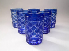 Sechs blaue Vintage / Retro