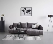 Couch Schlafsofa Bett Ecksofa mit Taschenfederkern, Schlaffunktion, Schwarz Grau