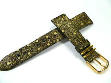 18 mm SCHWARZ GOLD PUNKTE MEHRFARBIG UHRENARMBAND DORNSCHLIEßE WILDLEDER 1827