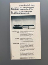 Braun Studio Anlagen HiFi Stereoanlage retro 1970 Vintage Ad Werbung Reklame