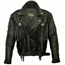 Chopper Lederjacke aus Rindsleder, Motorradjacke, Bikerjacke, Fransen, Retro