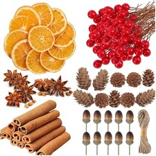 Weihnachtsdeko Set Adventskranz Tannenzapfen Zimt Orangenscheiben Beeren Bast...