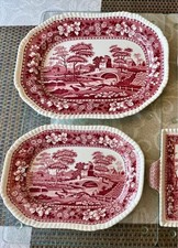 2 Servierplatten Copeland Spode Pink Tower England antik Porzellan