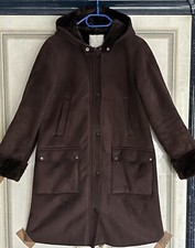 AMISU-mantel & Kapuze/Jacke,Faux Wildleder,Braun & Pelz,Details,Gr.D38/44-46,Neu
