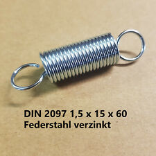 10 Stück Zugfedern DIN 2097 1,5 x 15 x 60, Feder, Federstahl verzinkt, Zugfeder