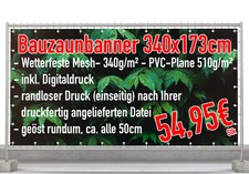 Meshbanner Werbeplane Bauzaunplane Werbebanner Digitaldruck Werbedruck 340x173cm