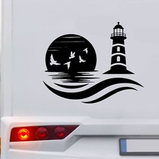 Leuchtturm Wellen Wohnwagen Aufkleber Maritim Vögel Wohnmobil Caravan 50X32 cm