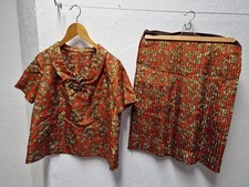 Rock + Bluse 60er 70er Jahre Retro Vintage Blumen Handmade Mode Fashion #249507