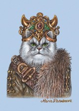 Der Katzen Wikinger Kunstdruck