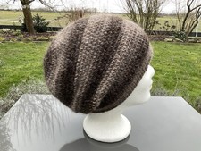 Beanie,Wollmütze,Häkelmütze,Mütze aus Wolle Alpaka,Long Beanie,Braun