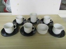 Rosenthal Tapio Wirkkala Variation weiß schwarz 5 Kaffeetassen mit 5 Untertassen