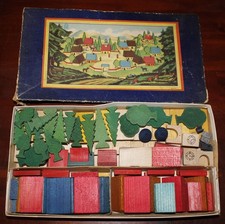 Sehr alte DDR Holzbausteine für Dorf wie auf Bild, Deckel nur als Fragment (33)