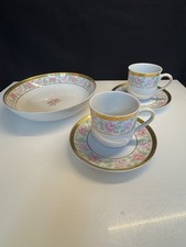 Burg Lindau Porzellan 2 Moccatassen und Gebäckschale