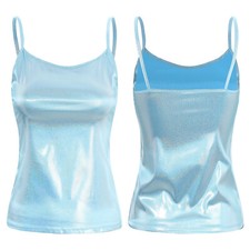 DE Damen Glänzend Crop Top