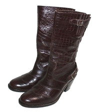 BELSTAFF ROADMASTER 1955 BIKER STIEFEL LEDER KROKO BRAUN  BOOTS 37 #S6-4#