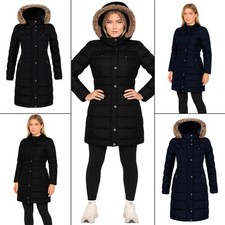Damen Wattierter Parka Jacke Enzo Damen Kapuze Winter Warm Mantel
