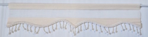 Scheibengardine beige perlen - scheibengardine,