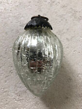Weihnachtskugel Zapfen 2 Stk. Glas silber Kraquelée 7,5 cm Weihnachtsschmuck