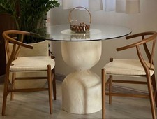 Design Esstisch Beistelltisch aus Travertin & Glas – einzigartiges Stück