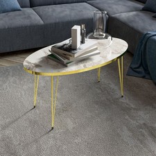 Couchtisch Skævinge 43x90x50cm Marmor, weiß / Gold [en.casa]