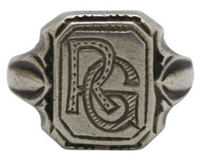 ? 835er Silber Ring Siegelring mit RG Monogramm Art Deco Antikschmuck - 6,13g