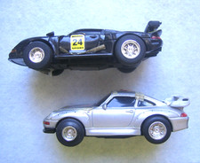 Slotcar Porsche Silber I1 + Schwarz J2 Scale 1:43 ? L 9,5cm mit Licht Konvolut