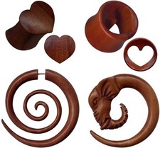 DEHNUNGSSPIRALE EXPANDER FLESH-TUNNEL PLUG OHR LOBE PIERCINGSCHMUCK AUS ROTHOLZ