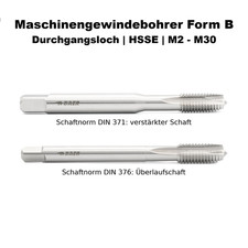 BAER Gewindebohrer Form B | DIN 371/DIN 376 HSSE | M2 – M30 für Durchgangslöcher