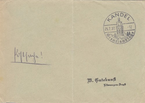Postsache kuvert 1937 kandel - kuvert,