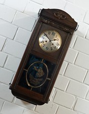 seltene patriotische Wanduhr mechanisch Halbstundenschlag Art Dèko 1940er Jahre