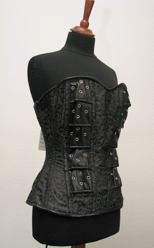 Brokat corsage mit kunstleder - brokat,