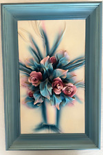 plastisches Bild mit Blumen und Holzrahmen