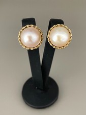 ZAUBERHAFTE GELBGOLD OHRRINGE MIT 2 MABEPERLEN WERT 698.-€