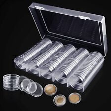 100stk Münzkapseln Kapseln Caps Ø 27mm für 2 Euro 1 Euro Münzen Coin mit Box