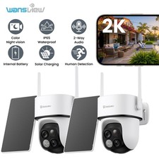 2X Wansview Doppellinse FUNK WLAN KAMERA AUßEN Solar ÜBERWACHUNGSKAMERA Outdoor