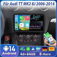 DAB+ SWC BT 4+64GB Carplay Für Audi TT 8J 2006-2014 Android13 Autoradio GPS NAVI