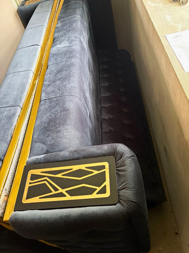 Dunkelblaues samt sofa - dunkelblaues,