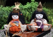 Puppe Figur des Hina-Matsuri aus Japan - Kaiserin + Kaiser H10cm - alte Rarität
