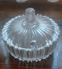 Glas-Kristall-Dose mit Deckel, Antik, Aussparung für Löffel Zuckerdose