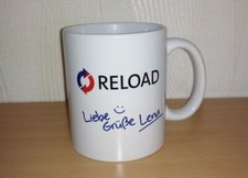 Weißer Kaffeebecher mit Aufdruck - "Liebe Grüße Lena"