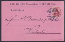 76295) SCHOPFHEIM Baden 1907 farbige Postkarte nach Windisch